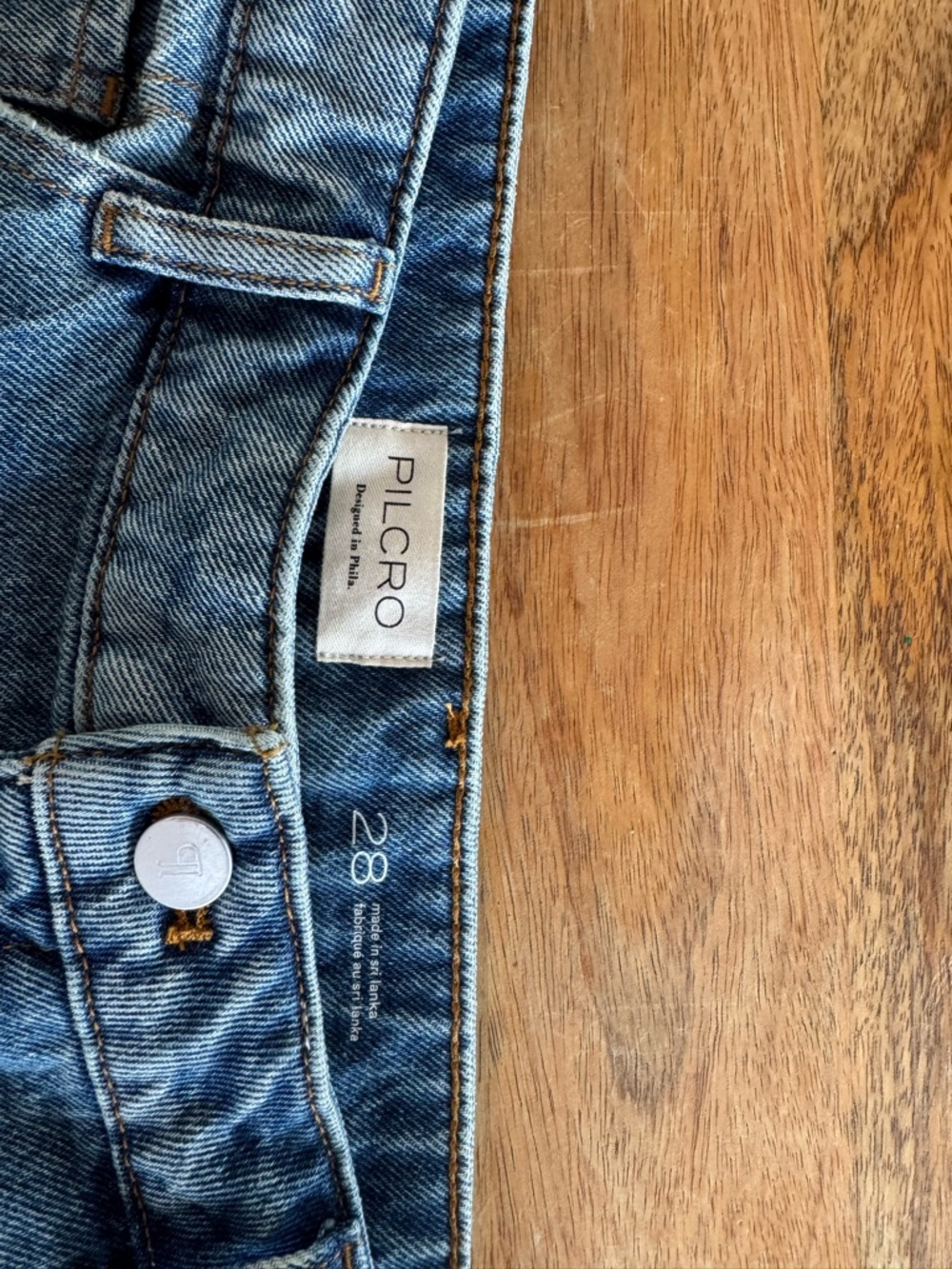 Pilcro Medium Blue Denim Jeans with Contrast Stitching - Picture 3 of 3